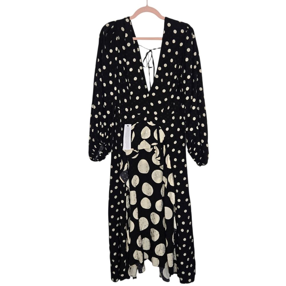 NWT Topshop Avant Garde Dress Polka Dot Plunging Maxi Mixed Dot Graphic Women 8 - Picture 11 of 14